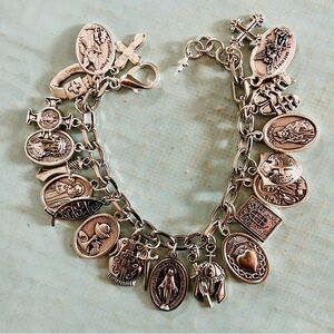 Charm Bracelet Armor of God, Saints Medals, Cross Charms/Catholic